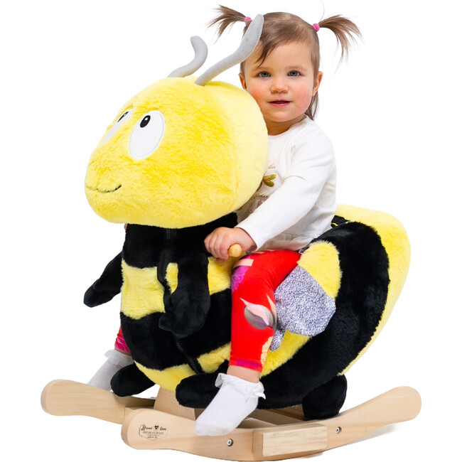 Gerardo's Toys: Little Rockers - Bee - Wooden Plush Ride-On Rocking Animal Toy - Rockers - 2
