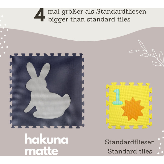 Hakuna Matte: Stylish Baby Play Mat: Animal - Blue-Grey-White - 72x72", 9 XXL Foam Floor Tiles - Playmats - 5