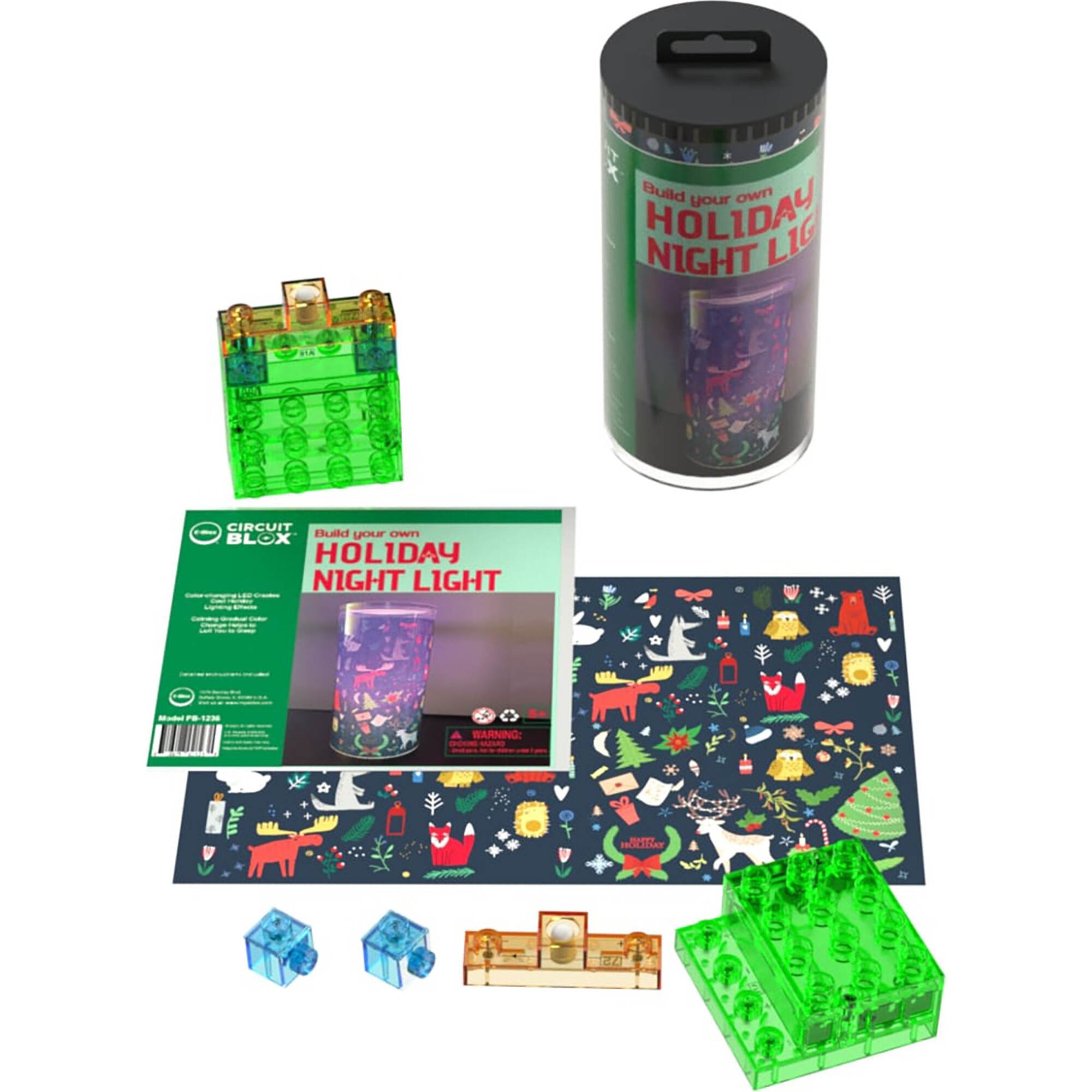 E-Blox: Power Blox BYO: Holiday Night Light - Winter - Glowing Color Changing LED Block - STEM Toys - 1
