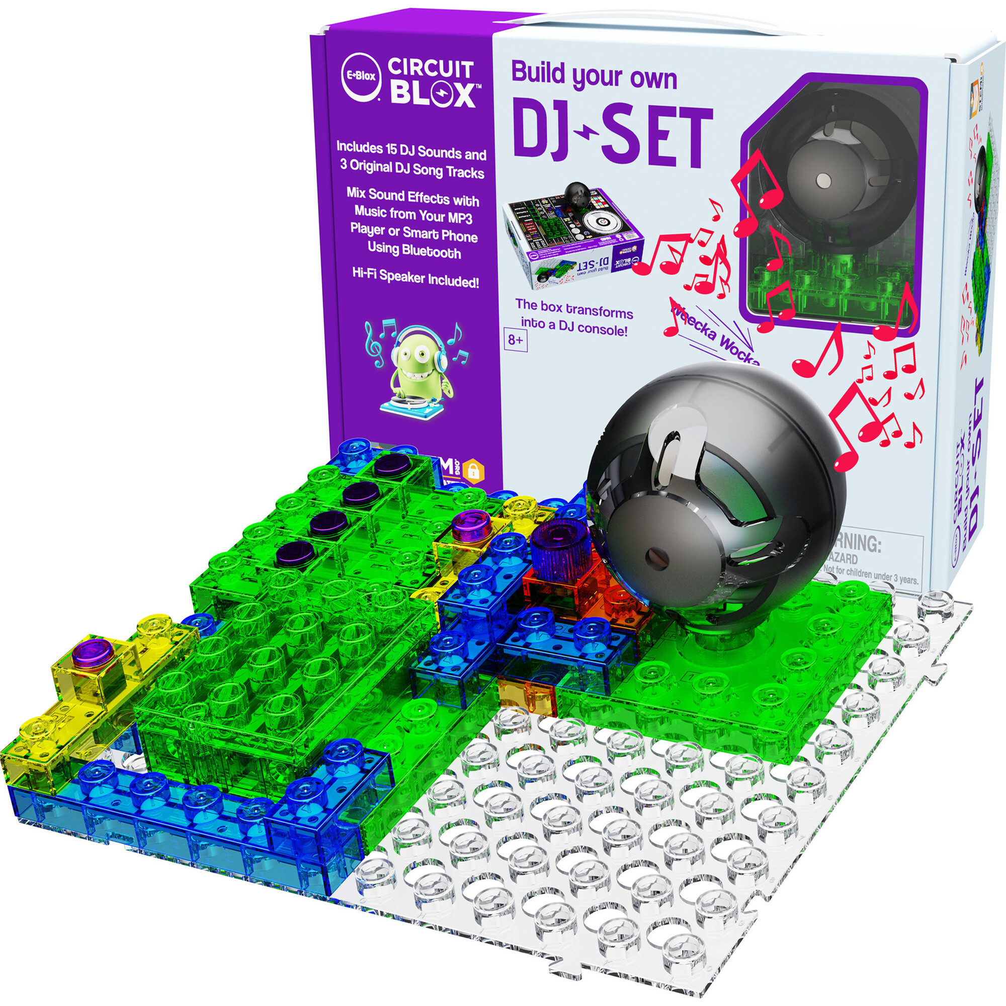 E-Blox: Circuit Blox: BYO DJ Set - Build Your Own, 15 DJ Sound Effects & 3 DJ Songs - STEM Toys - 1