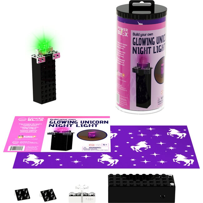 E-Blox: Power Blox: BYO Unicorn Glowing Night Light - Color-Changing LED Block