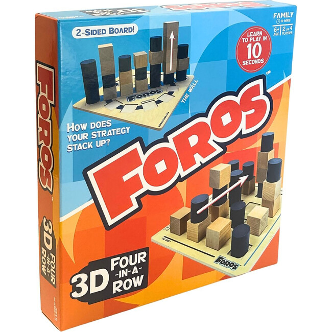 Foros: 3D Four-in-a-Row - Spatial Strategy Game, Double-Sided Wooden Board