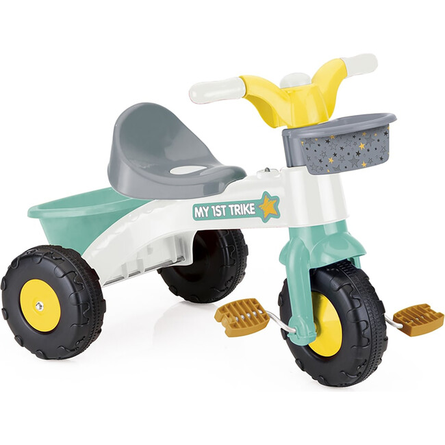 Dolu: My First Trike: White, Green, Yellow - Pedal Operated 3 Wheeled Bike