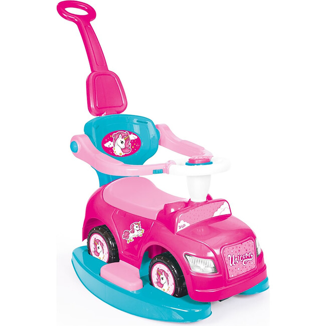 Dolu: Ride On Car: 4-In-1 Walk & Drive - Unicorn & Pink - Walk-Ride-Rock-Drive