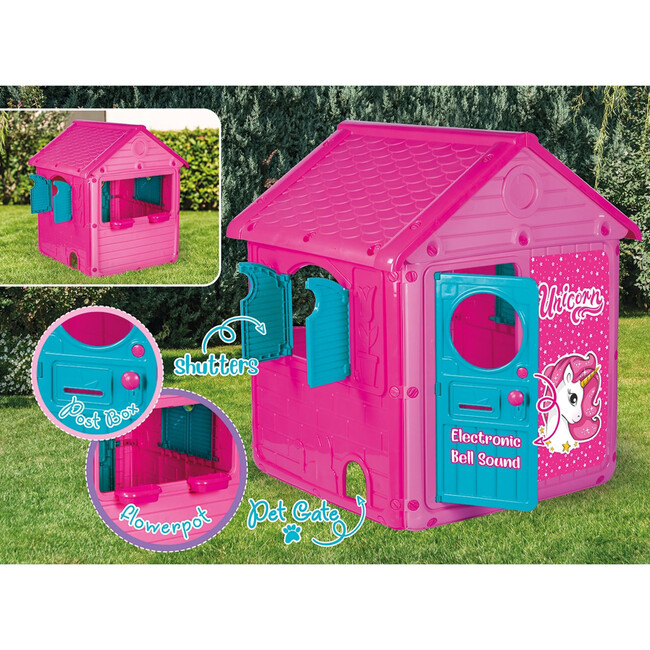 Dolu: My First House: Pink & Unicorn - Themed Childrens Toy Playhouse - Playhouses - 2