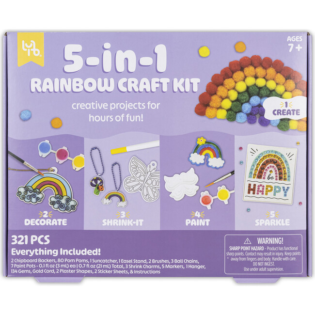 Little Yellow Bicycle: 5-In-1 Rainbow Craft Kit - Multi-Project Colorful-Themed DIY Craft Set