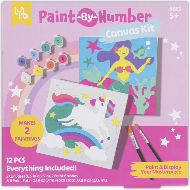 Little Yellow Bicycle: Unicorn & Mermaid Paint-By-Number Canvas Kit