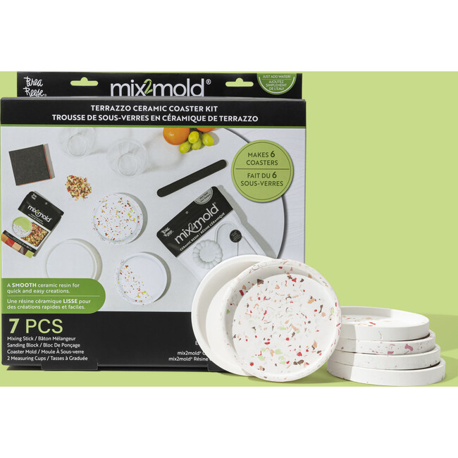 Brea Reese Mix2Mold Terrazzo Ceramic Coaster Kit - DIY 6 Coasters - Arts & Crafts - 3