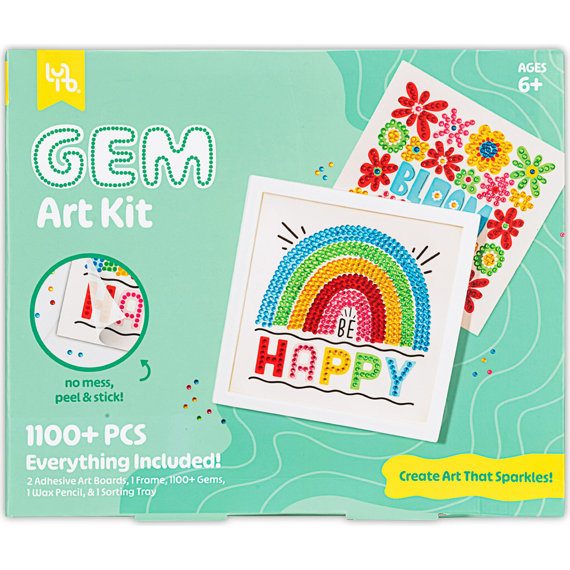 Little Yellow Bicycle: Rainbow & Blooms Gem Art Kit - 1100+ pc Set - Arts & Crafts - 1