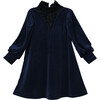 Mila Dress, Dark-Blue Velvet - Dresses - 1 - thumbnail