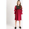 Bella Dress, Burgundy With Golden Embroidery Blooms - Dresses - 2