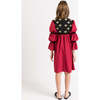 Bella Dress, Burgundy With Golden Embroidery Blooms - Dresses - 4