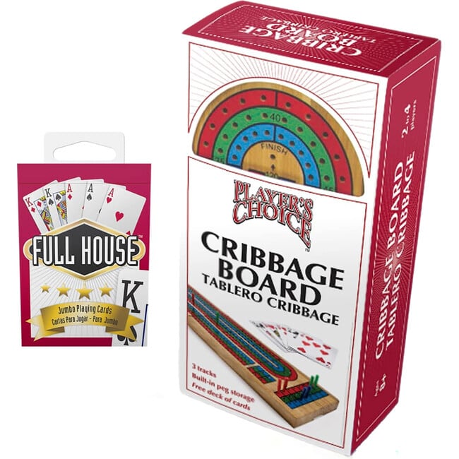 Player's Choice: 3 Track Cribbage Board - Wooden Strategy Game Set, Ages 8+, 2-4 Players - Games - 6