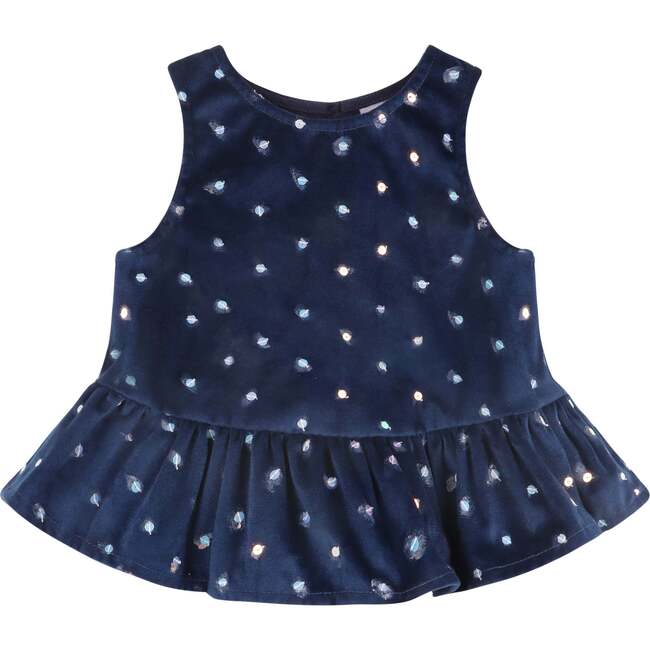 Navy Sparkle Velvet Top