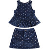 Navy Sparkle Velvet Top & Skirt Set - Mixed Apparel Set - 1 - thumbnail