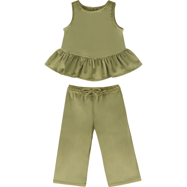 Green Velvet Top & Pants Set