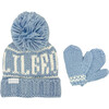 Lil Bro Bobble Hat & Mittens Set, Blue - Hats - 1 - thumbnail