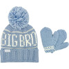 Big Bro Bobble Hat & Mittens Set, Blue - Hats - 1 - thumbnail