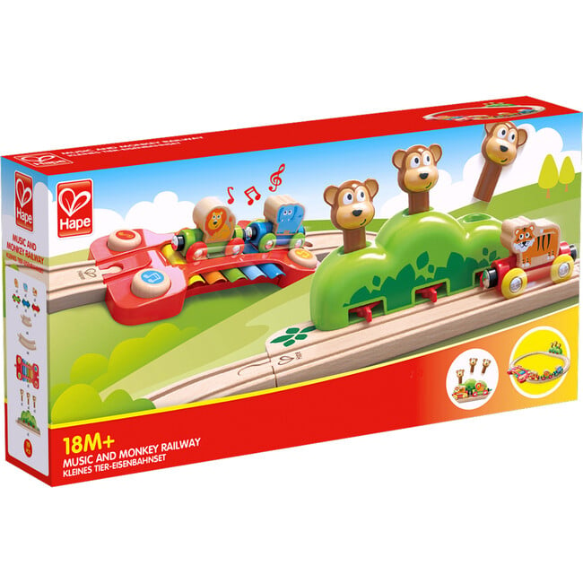 Hape: Music & Monkeys Railway - 19 pc Wooden Train Set - Woodens - 2