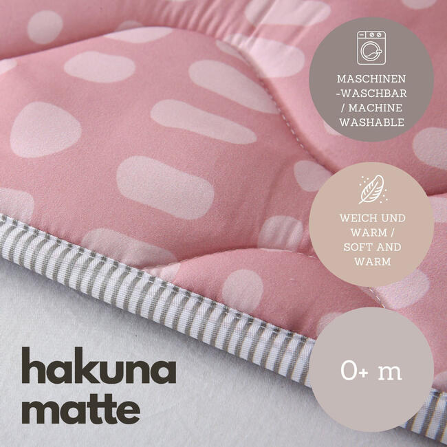 Hakuna Matte: Quilted Playmat: Pink & Dots - 50" Square, Soft Padded Floor Blanket - Playmats - 2