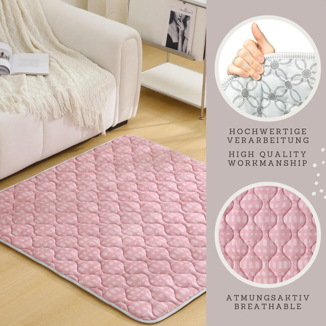 Hakuna Matte: Quilted Playmat: Pink & Dots - 50" Square, Soft Padded Floor Blanket - Playmats - 5