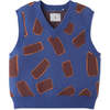 Lasagne Intarsia Print Sleeveless Vest, Blue - Vests - 1 - thumbnail