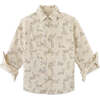 Leopard Print Long Sleeve Fine Corduroy Shirt, Beige - Shirts - 1 - thumbnail