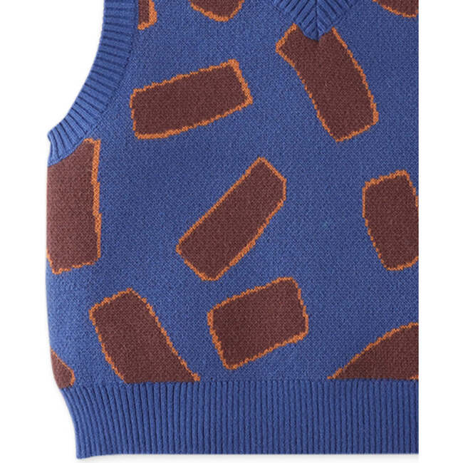 Lasagne Intarsia Print Sleeveless Vest, Blue - Vests - 4