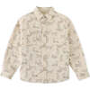 Leopard Print Long Sleeve Fine Corduroy Shirt, Beige - Shirts - 5