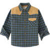 Checkered Woven Corduroy Combi Western Shirt, Multicolors - Shirts - 1 - thumbnail