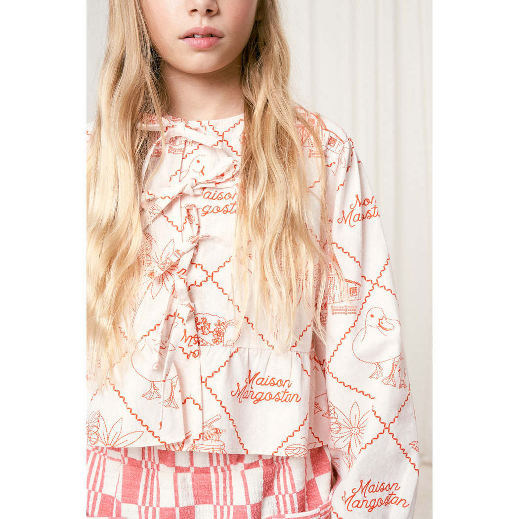 トップス maison mangostan TABLE CLOTH SHIRT Table Cloth Shirt, Red/White - Maison Mangostan Tops | Maisonette