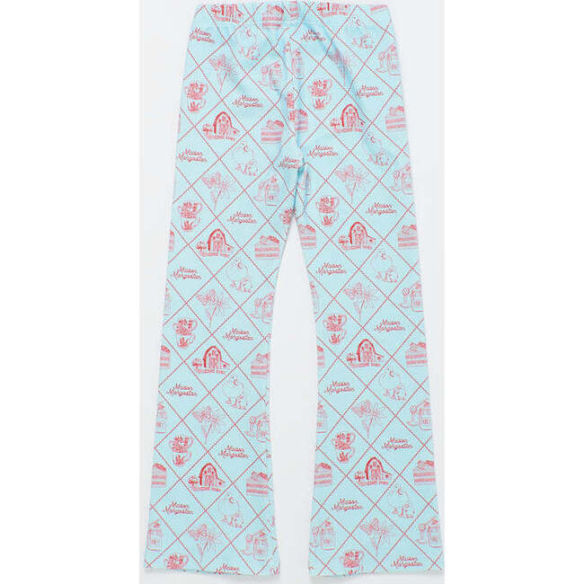 Table Cloth Flared Legging, Light Blue/Red - Leggings - 4