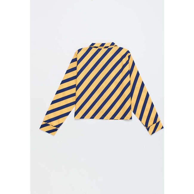 Diagonal Stripes Shirt, Yellow/Navy - Shirts - 3