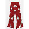 Intarsia Rabbit Knit Trousers, Red - Pants - 3