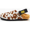 Almond Cow Print Clog, White - Sandals - 4