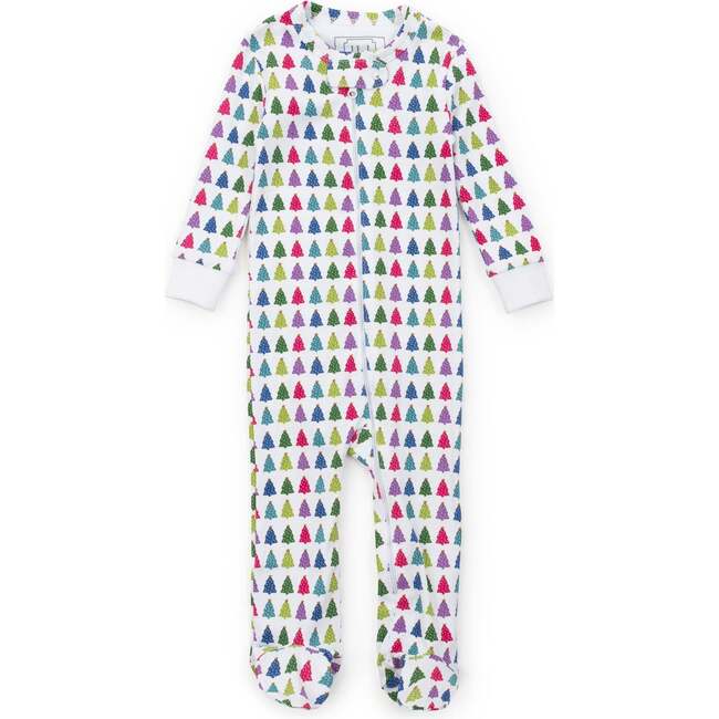 Parker Zipper Footie Pajama, Christmas Tree Bright - Footie Pajamas - 1