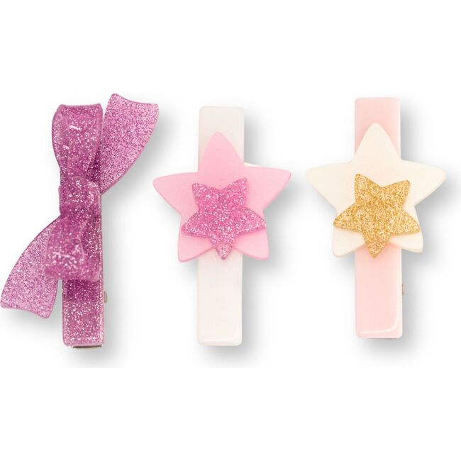 Stars Pink Pearl Gold and Glitter Pink Bow