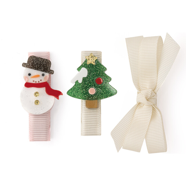 Snowman Tree and Cream Baby Bow