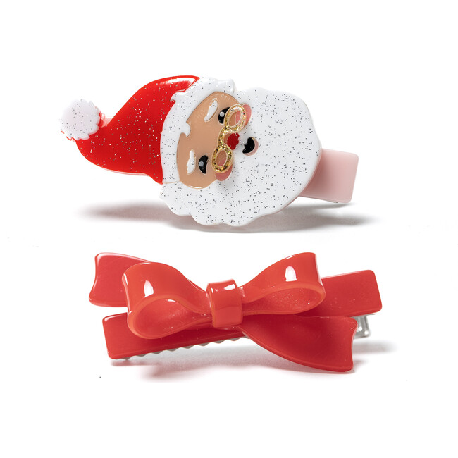 Santa Claus Red Bow Hair Clips Set