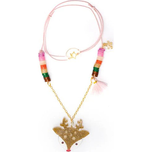 Reindeer Glitter Brown Necklace