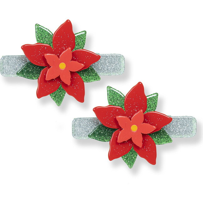 Poinsettia Red Hair Clips