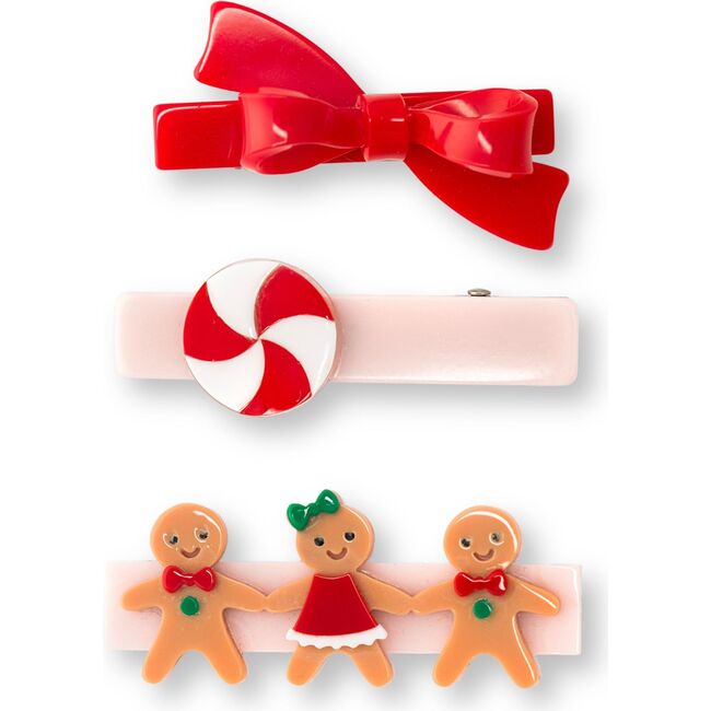 Gingerbread Candy and Red Bow Hair Clips - Hair Accessories - 1