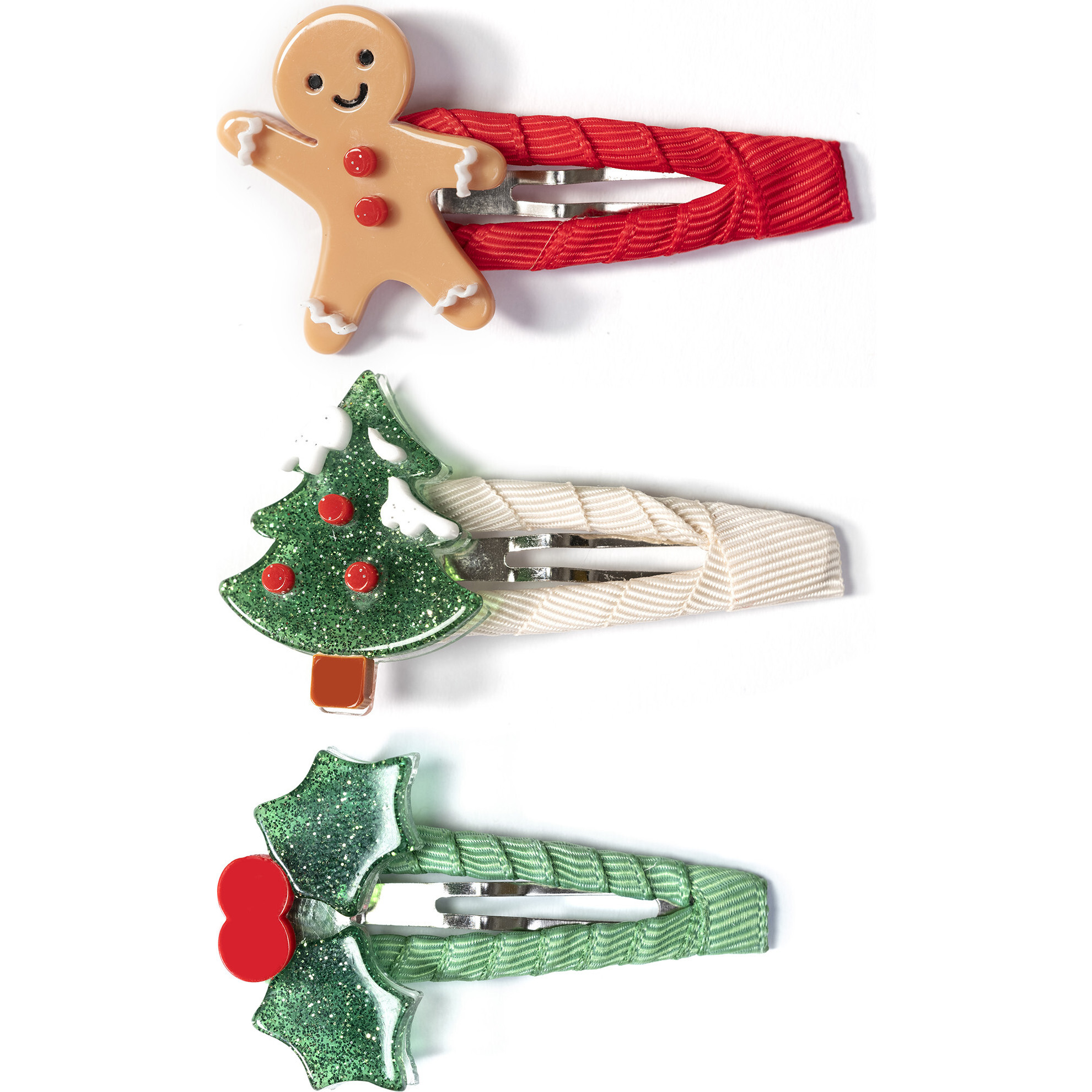 Christmas Fabric Covered Snap Clips - Hair Accessories - 1