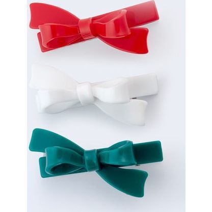 Bows Red Green and White Hair Clips