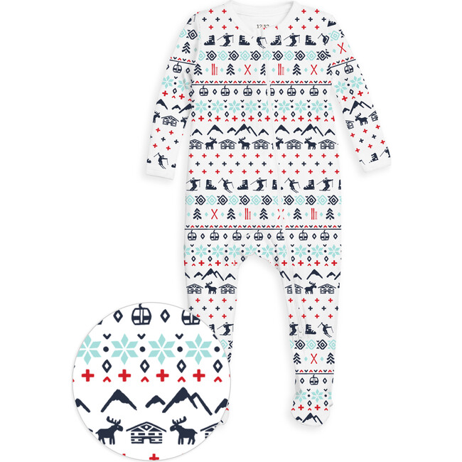 The Organic Zipper Footie, Ski Club - Footie Pajamas - 1