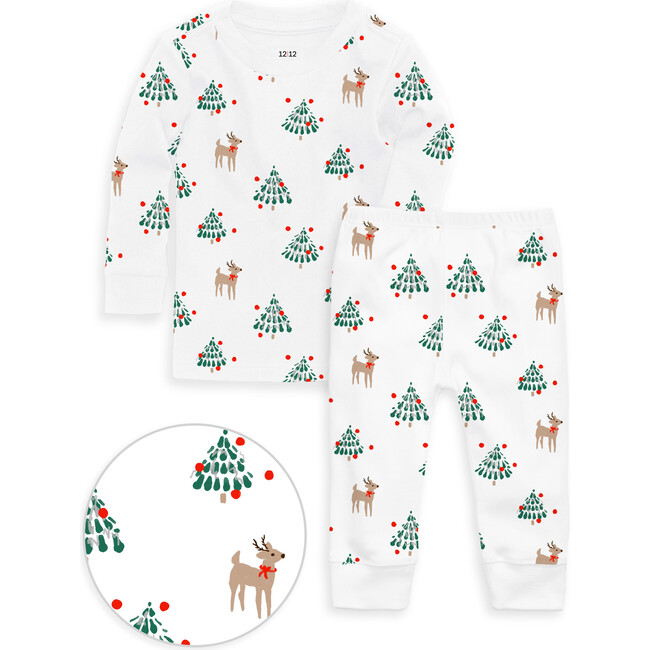 The Organic Long Sleeve Pajama Set, Tinsel Trees