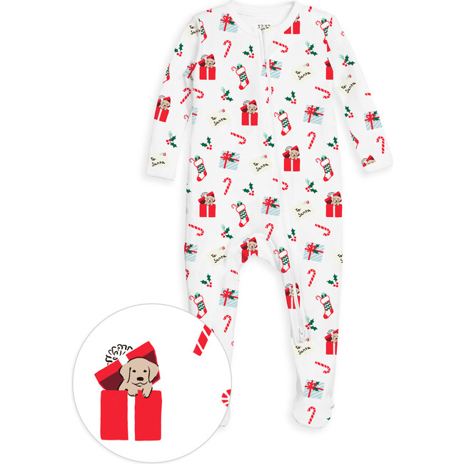 The Organic Zipper Footie, Dear Santa I Want a Puppy - Footie Pajamas - 1