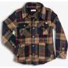 Snow Fleece Shirt, Navy/Khaki Plaid - Shirts - 1 - thumbnail