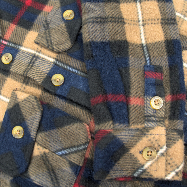 Snow Fleece Shirt, Navy/Khaki Plaid - Shirts - 2