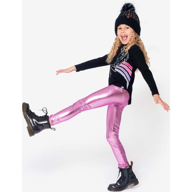 Legging, Metallic Pink - Leggings - 2